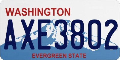 WA license plate AXE3802