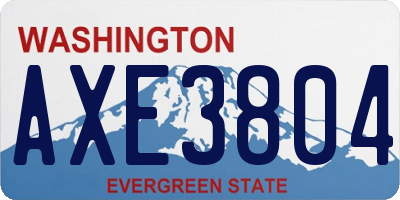 WA license plate AXE3804