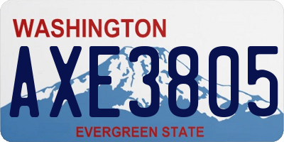 WA license plate AXE3805