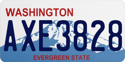 WA license plate AXE3828