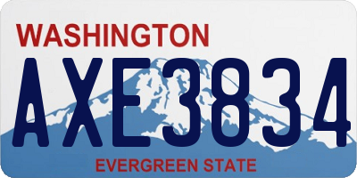 WA license plate AXE3834