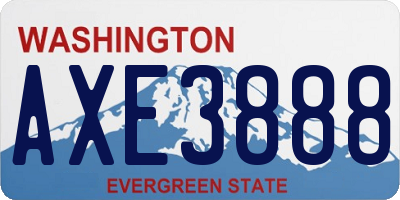 WA license plate AXE3888