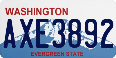WA license plate AXE3892