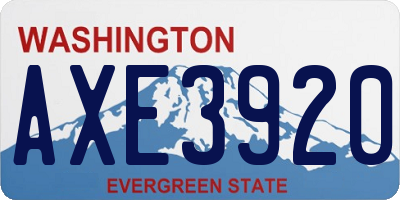 WA license plate AXE3920