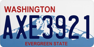 WA license plate AXE3921