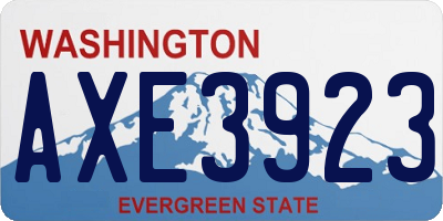 WA license plate AXE3923