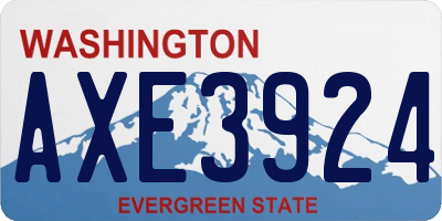 WA license plate AXE3924