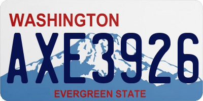 WA license plate AXE3926