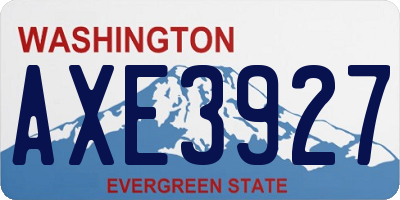 WA license plate AXE3927