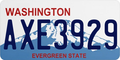 WA license plate AXE3929