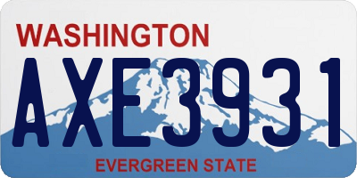 WA license plate AXE3931