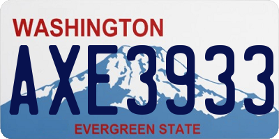 WA license plate AXE3933
