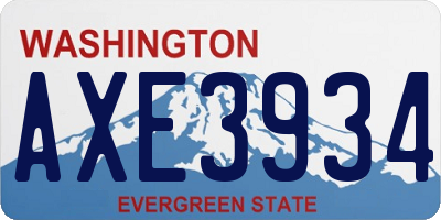 WA license plate AXE3934