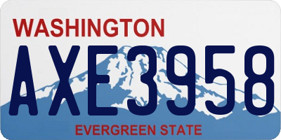 WA license plate AXE3958