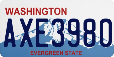 WA license plate AXE3980