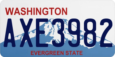 WA license plate AXE3982