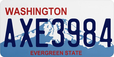 WA license plate AXE3984
