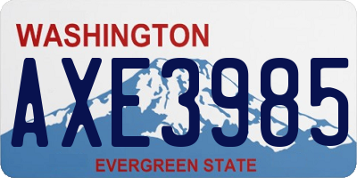 WA license plate AXE3985