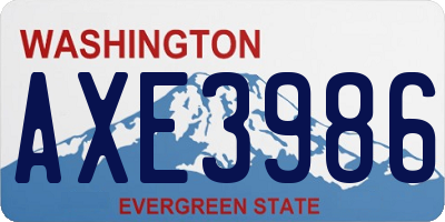 WA license plate AXE3986