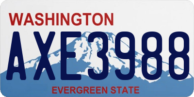 WA license plate AXE3988