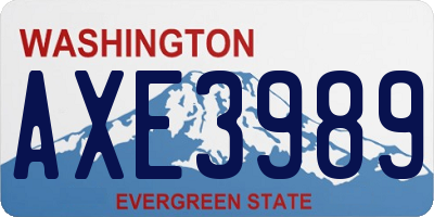 WA license plate AXE3989