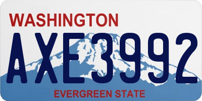 WA license plate AXE3992