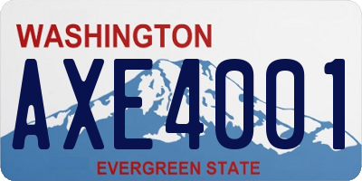WA license plate AXE4001