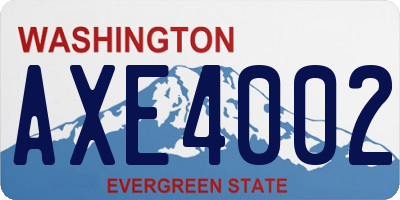 WA license plate AXE4002