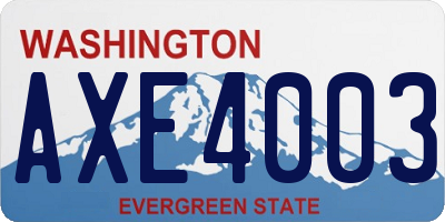 WA license plate AXE4003