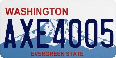 WA license plate AXE4005