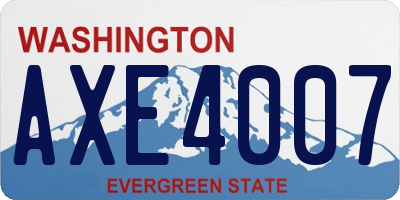 WA license plate AXE4007