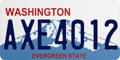 WA license plate AXE4012
