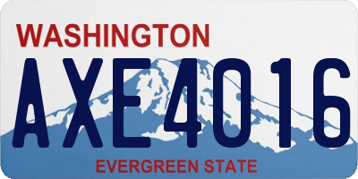 WA license plate AXE4016