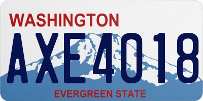WA license plate AXE4018