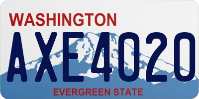 WA license plate AXE4020