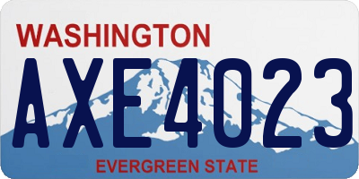WA license plate AXE4023