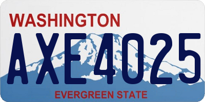 WA license plate AXE4025