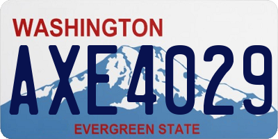 WA license plate AXE4029
