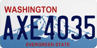 WA license plate AXE4035