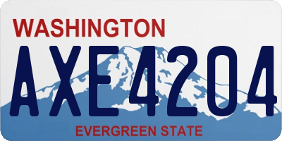 WA license plate AXE4204