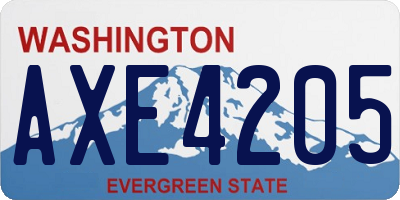 WA license plate AXE4205