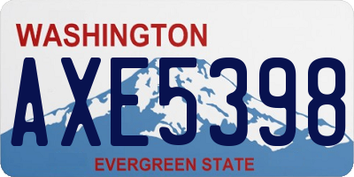 WA license plate AXE5398