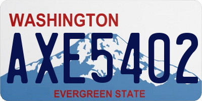 WA license plate AXE5402