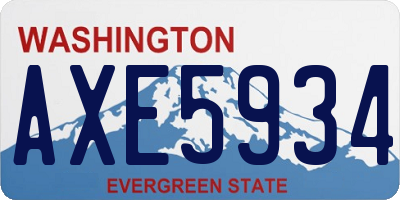 WA license plate AXE5934