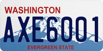 WA license plate AXE6001