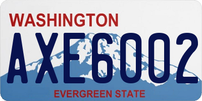 WA license plate AXE6002