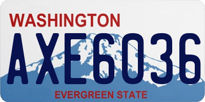 WA license plate AXE6036