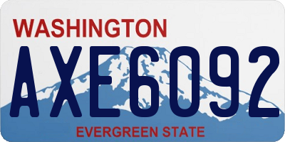 WA license plate AXE6092