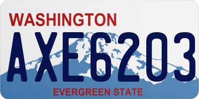 WA license plate AXE6203