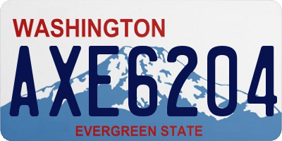 WA license plate AXE6204